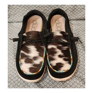 Womens Custom Hey Dude Cowhide Shoes ~Size 10
